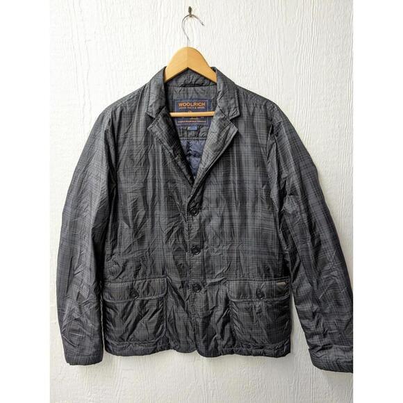 Woolrich Duck Down Insulated Puffer Plaid Mackinaw Jacket Outdoors Men's Medium